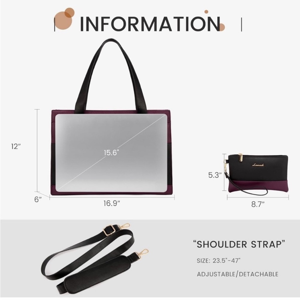 Lovevook Burgundy and Black Women's Lap Too Bag - Picture 6 of 10